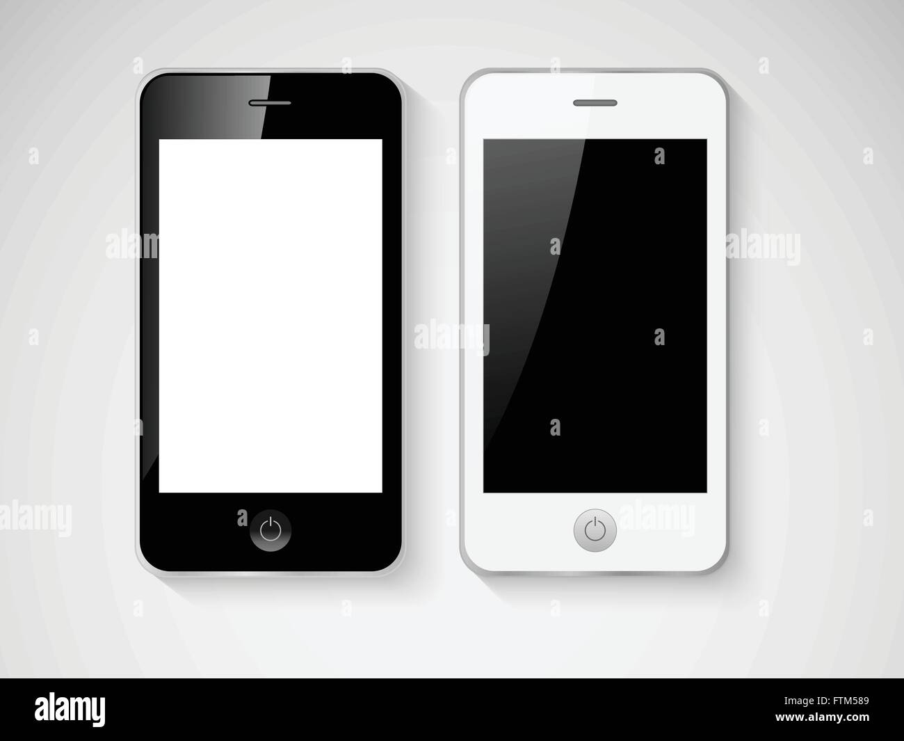 Black and white mobile smart phones illustration isolated Stock Vector