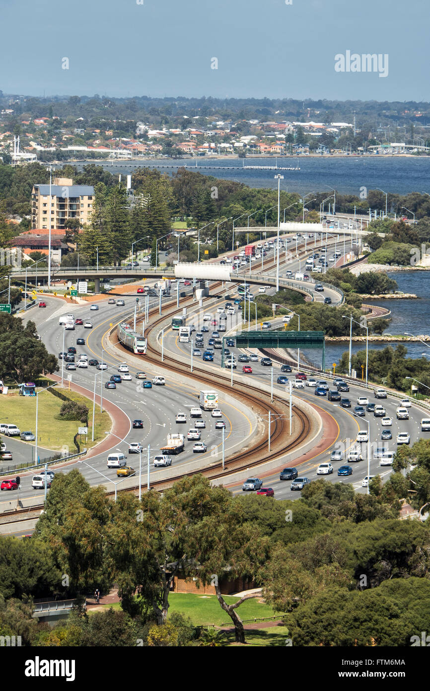 The Kwinana Freeway, The City of Perth, Western Australia from Kings