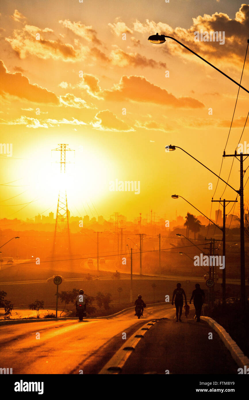 Power transmission line and power grid on the outskirts of the city of Cuiaba Stock Photo