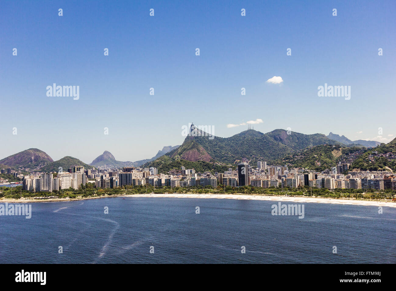 Aerial view of Flamengo Park to Corcovado Mountain in the background Stock Photo