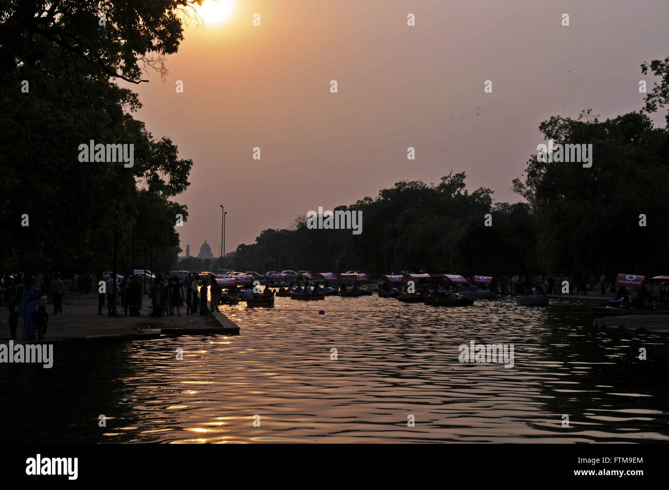Pond in park in india Gate in the city of New Delhi Stock Photo