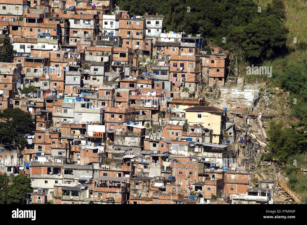 View of the Rocinha slum in the city of Rio de Janeiro Stock Photo