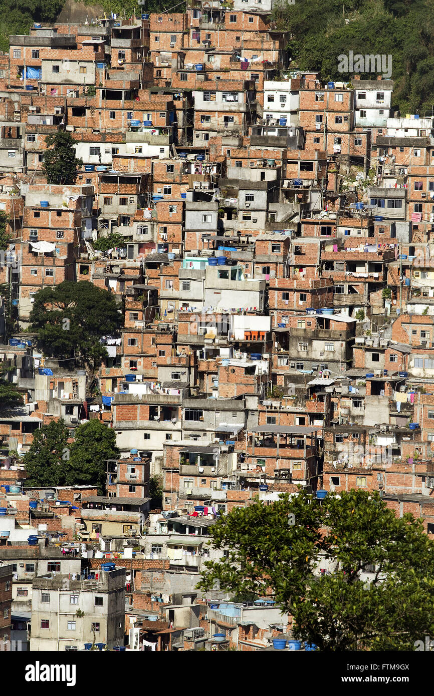 View of the Rocinha slum in the city of Rio de Janeiro Stock Photo