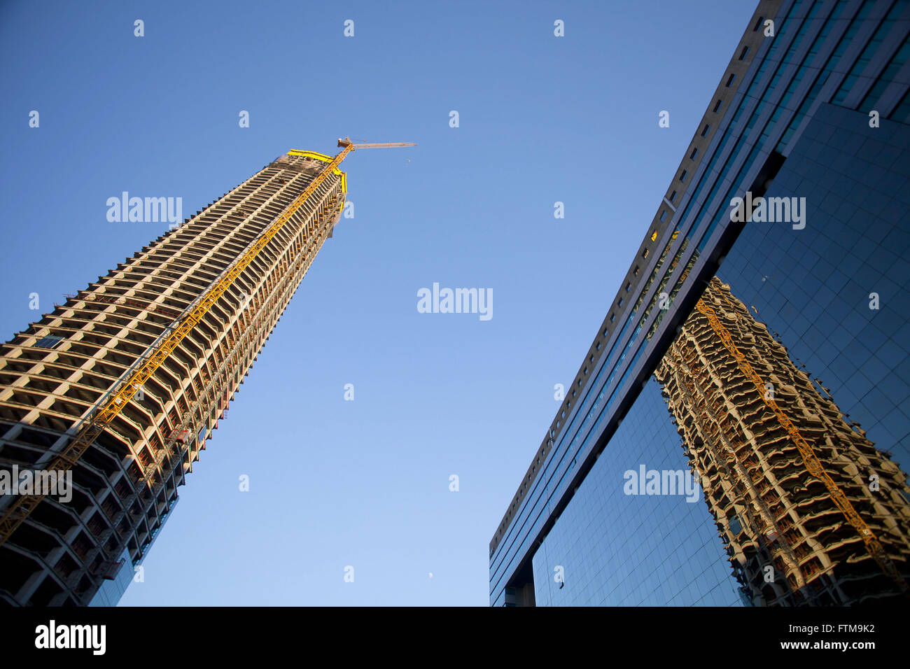 Construction of the Torre Gran Costanera and the World Trade Center Edificio Santiago Stock Photo