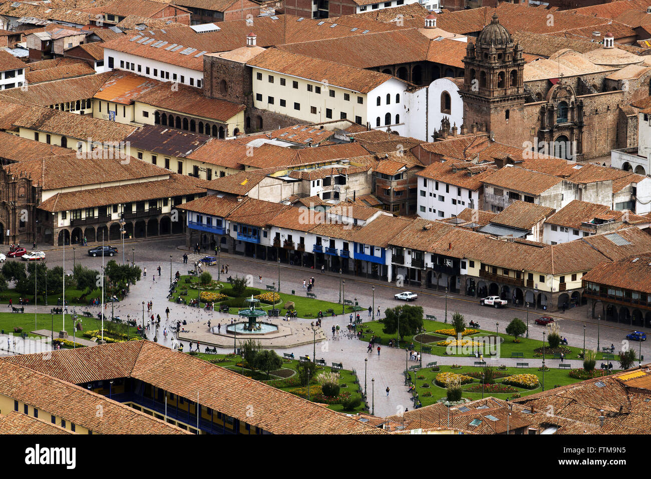 Praca de Armas and Iglesia Convento with de la Merced right - Cusco - Peru Stock Photo