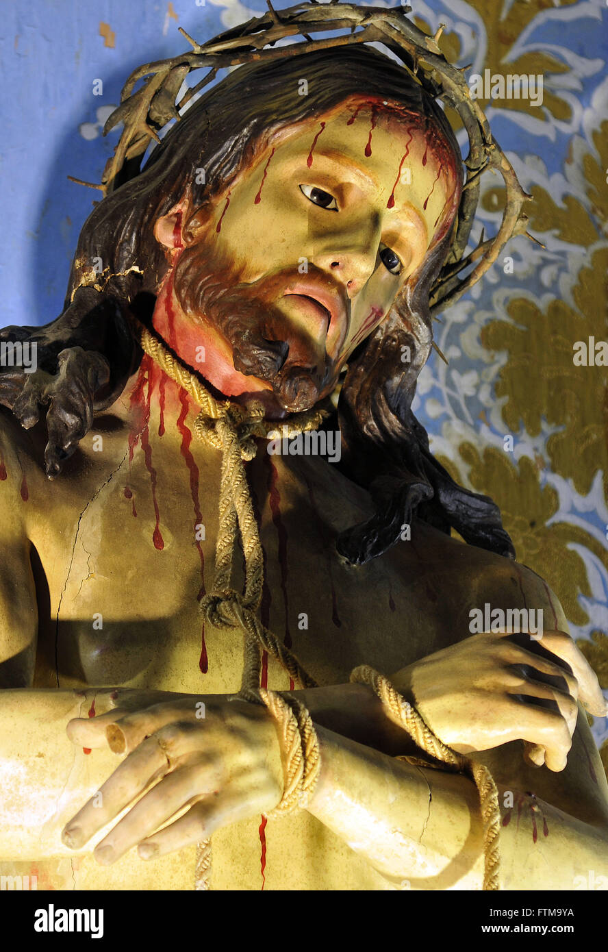 Detail of Christ before Pilate - sculpture by Francisco das Chagas in 1758 Stock Photo