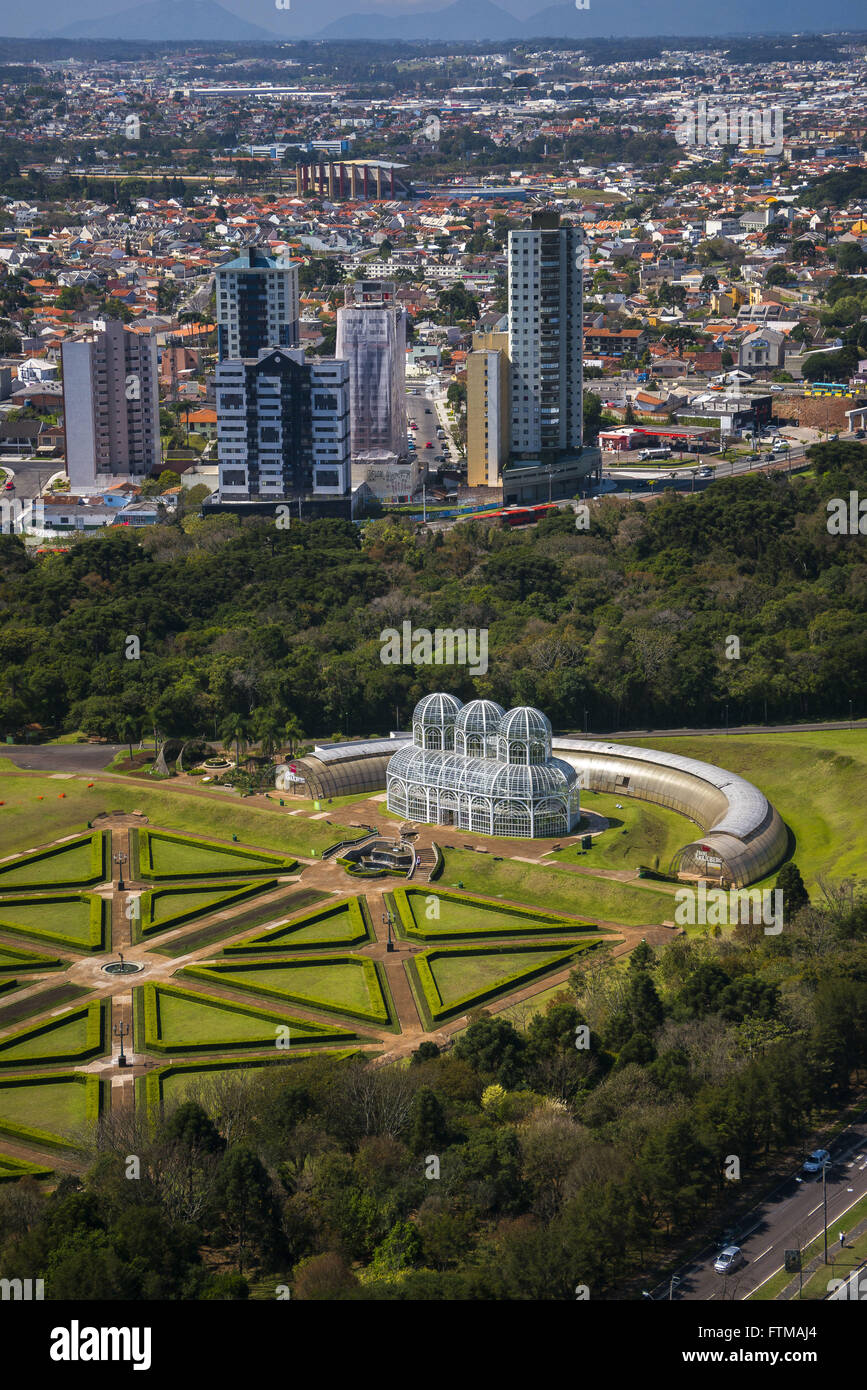 Aerial view of the garden with geometric shapes in the French style of the Botanical Garden of Curitiba Stock Photo