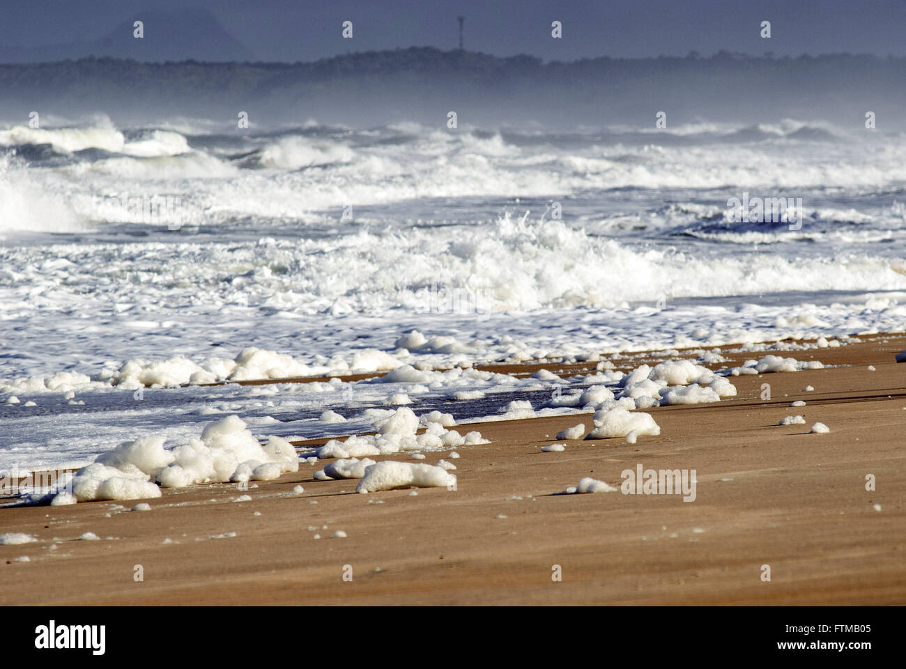 Foam on the seafront of Mozambique Beach in the Red River State Park Stock Photo