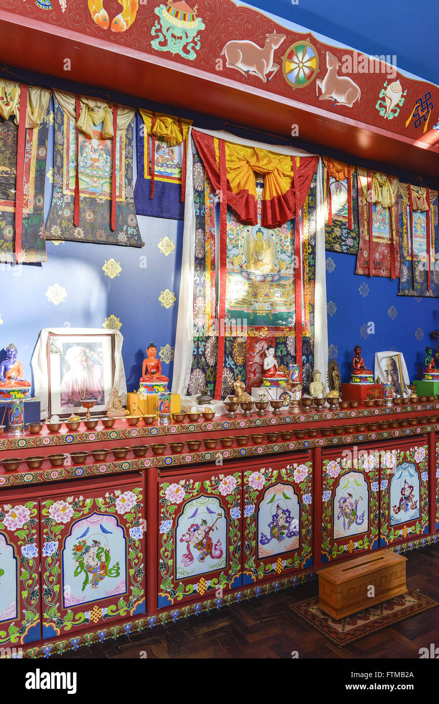 Altar at the Buddhist temple in CEBB center of Buddhist Studies Bodhisattva, Middle Way Stock Photo