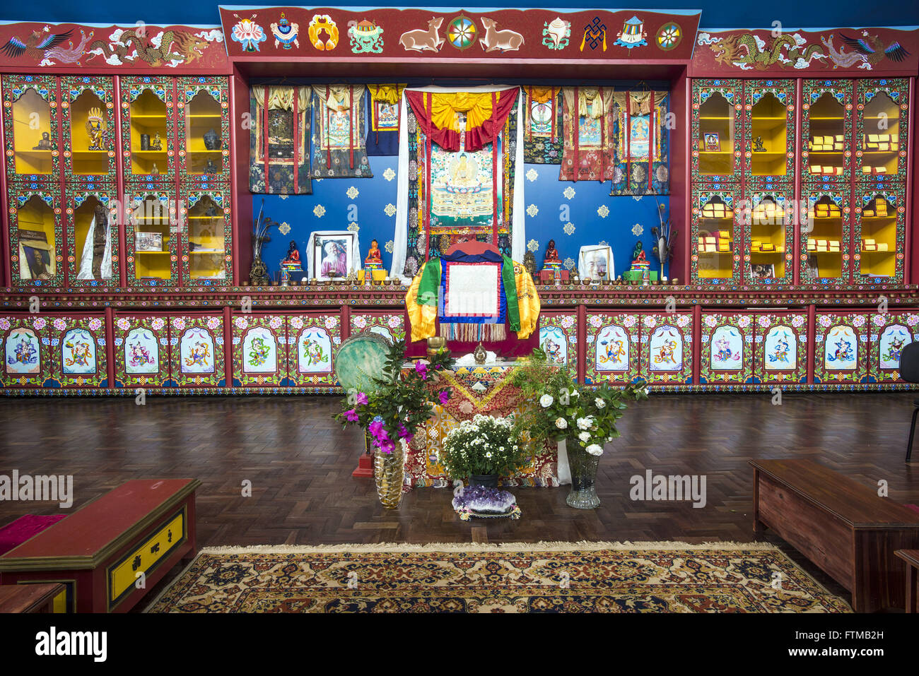 Altar at the Buddhist temple in CEBB center of Buddhist Studies Bodhisattva, Middle Way Stock Photo