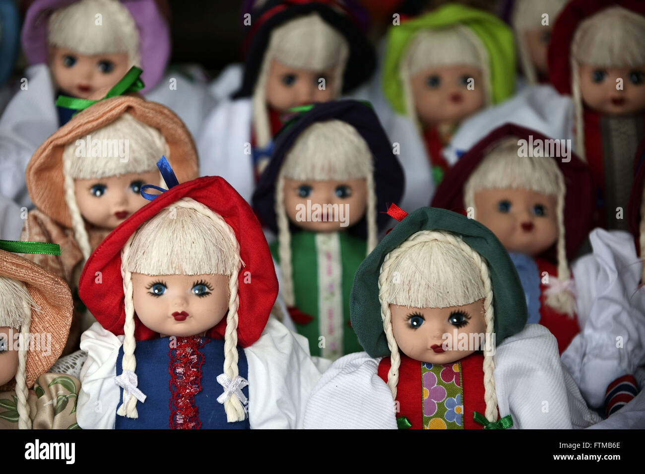 Frida dolls in store in the village park Germanica in Blumenau Stock Photo