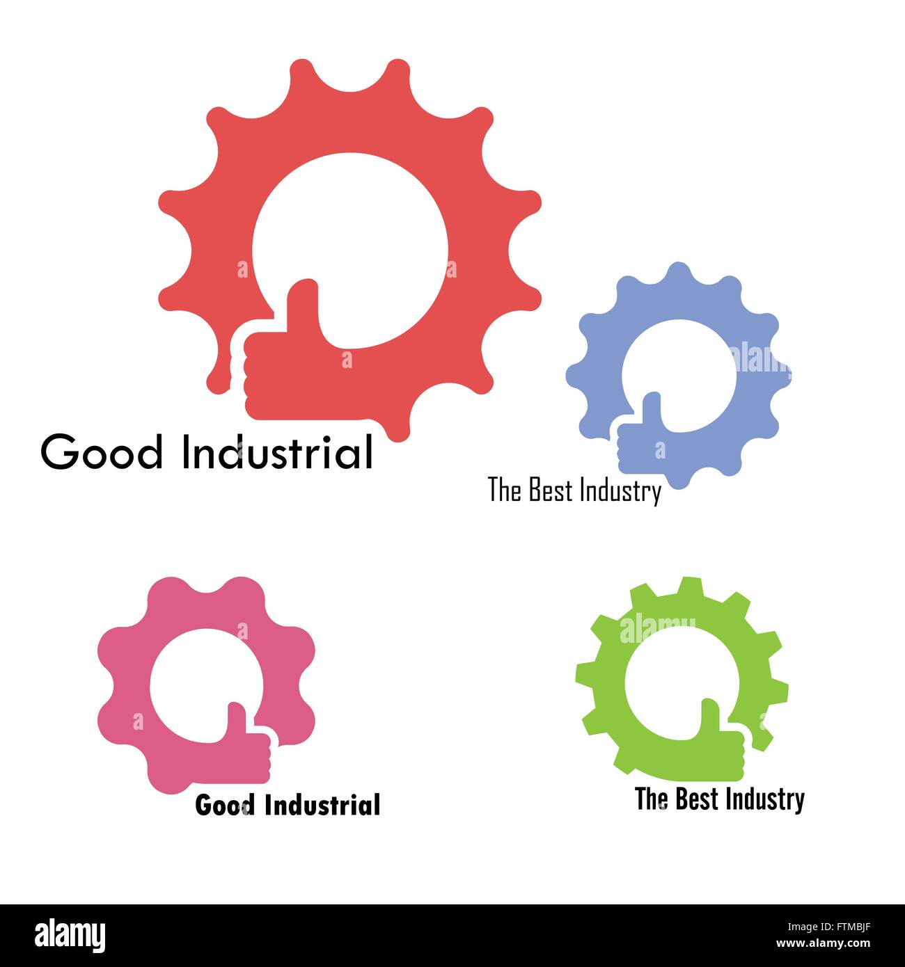 Gear and hand icon vector design .Good industrial sign.The best industry,factory,production or manufacturing symbol.Hand Ok symb Stock Vector