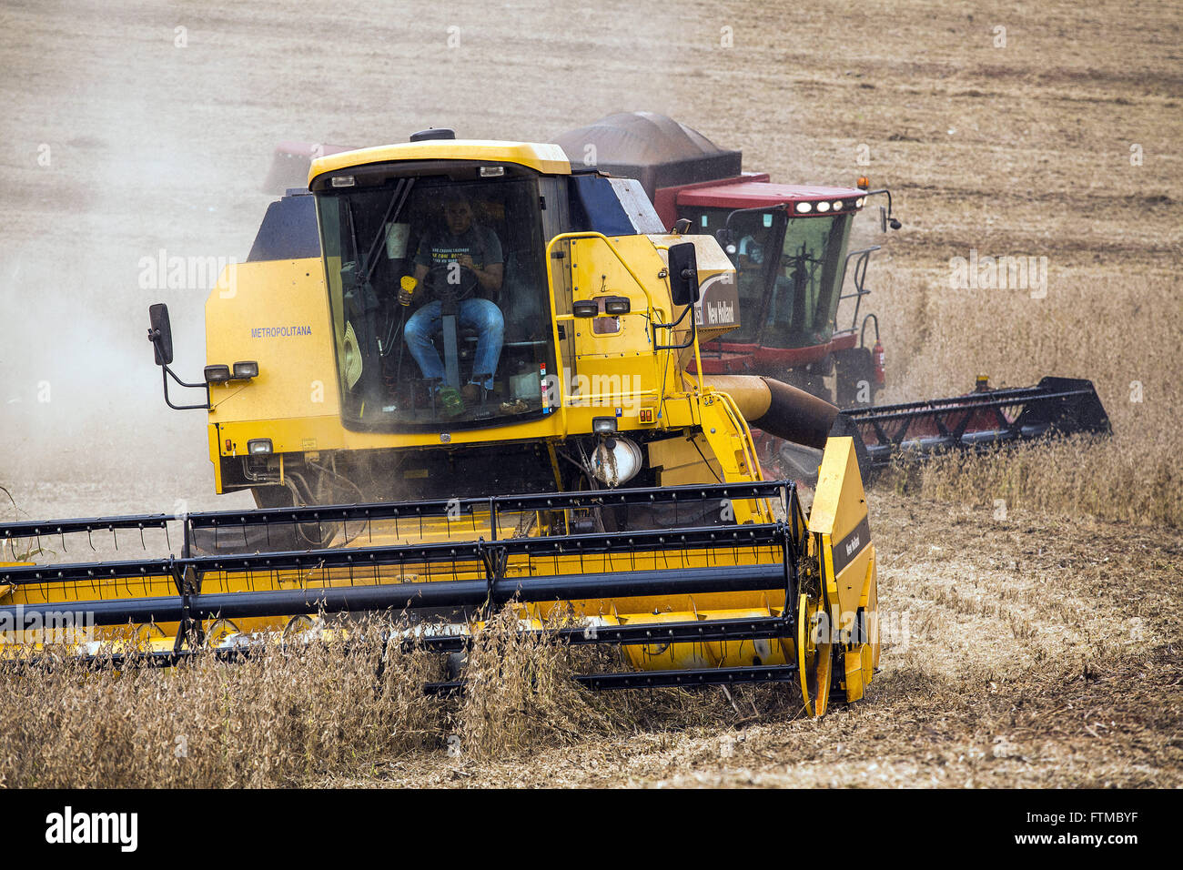 Mechanical harvesting of soybeans in the countryside Stock Photo Alamy