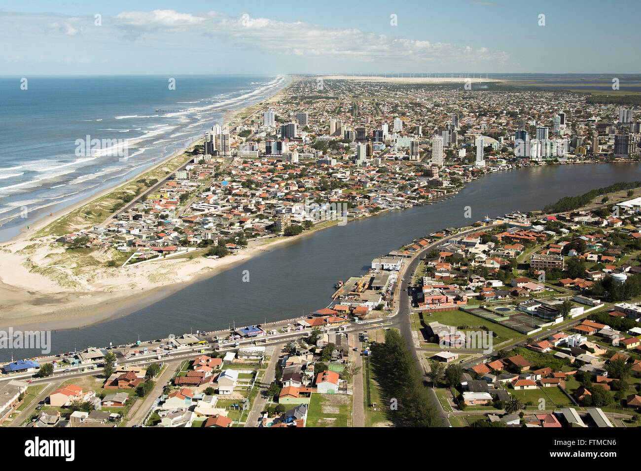 Aerial view of the city on the north coast of the state Stock Photo
