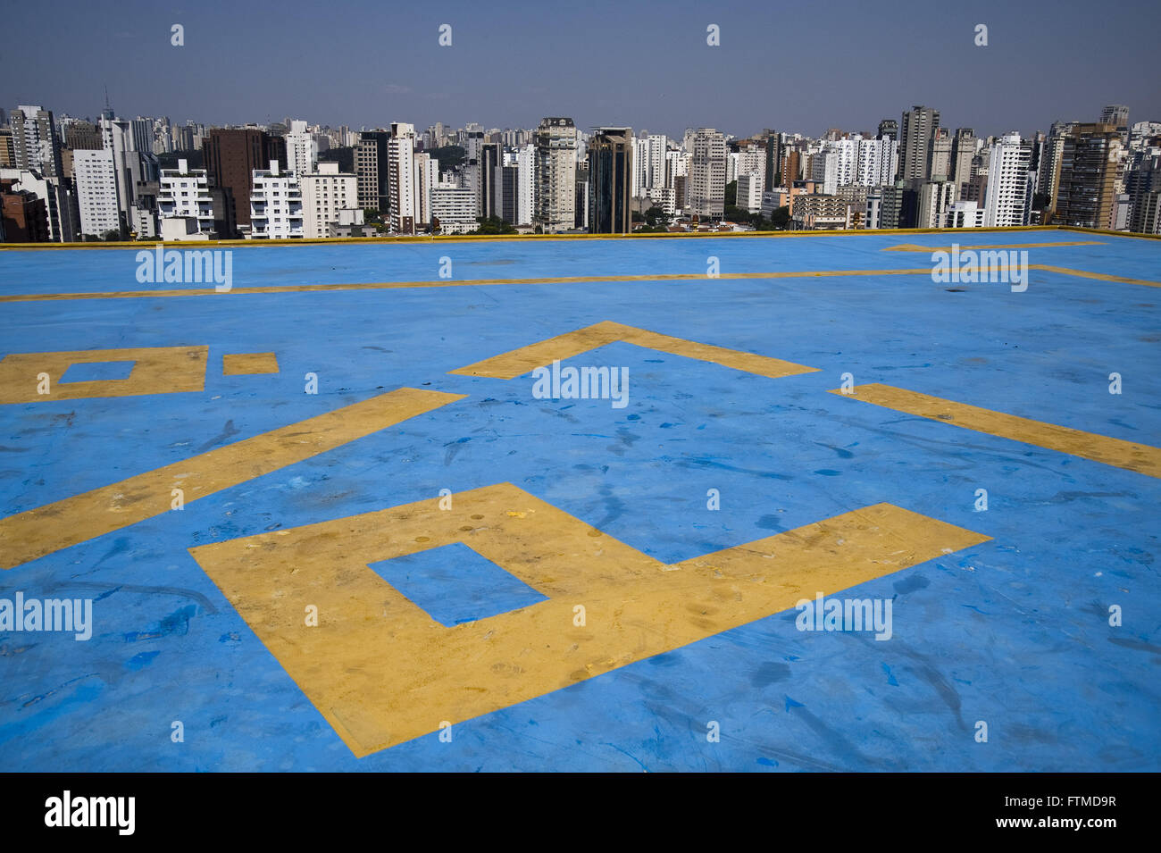 Helipad on roof of building in the region of Paulista Avenue Stock Photo