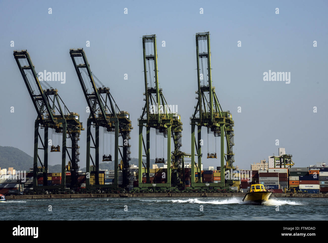 Boat sailing in front Libra Terminals Stock Photo Alamy