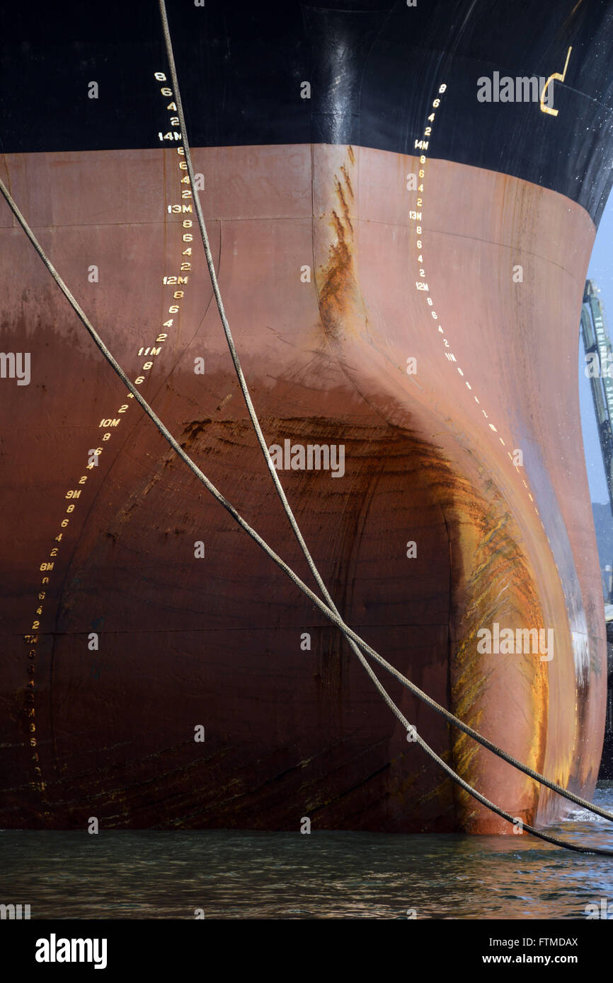 Detail of Merchant Ship Terminal in Santos Brazil Stock Photo