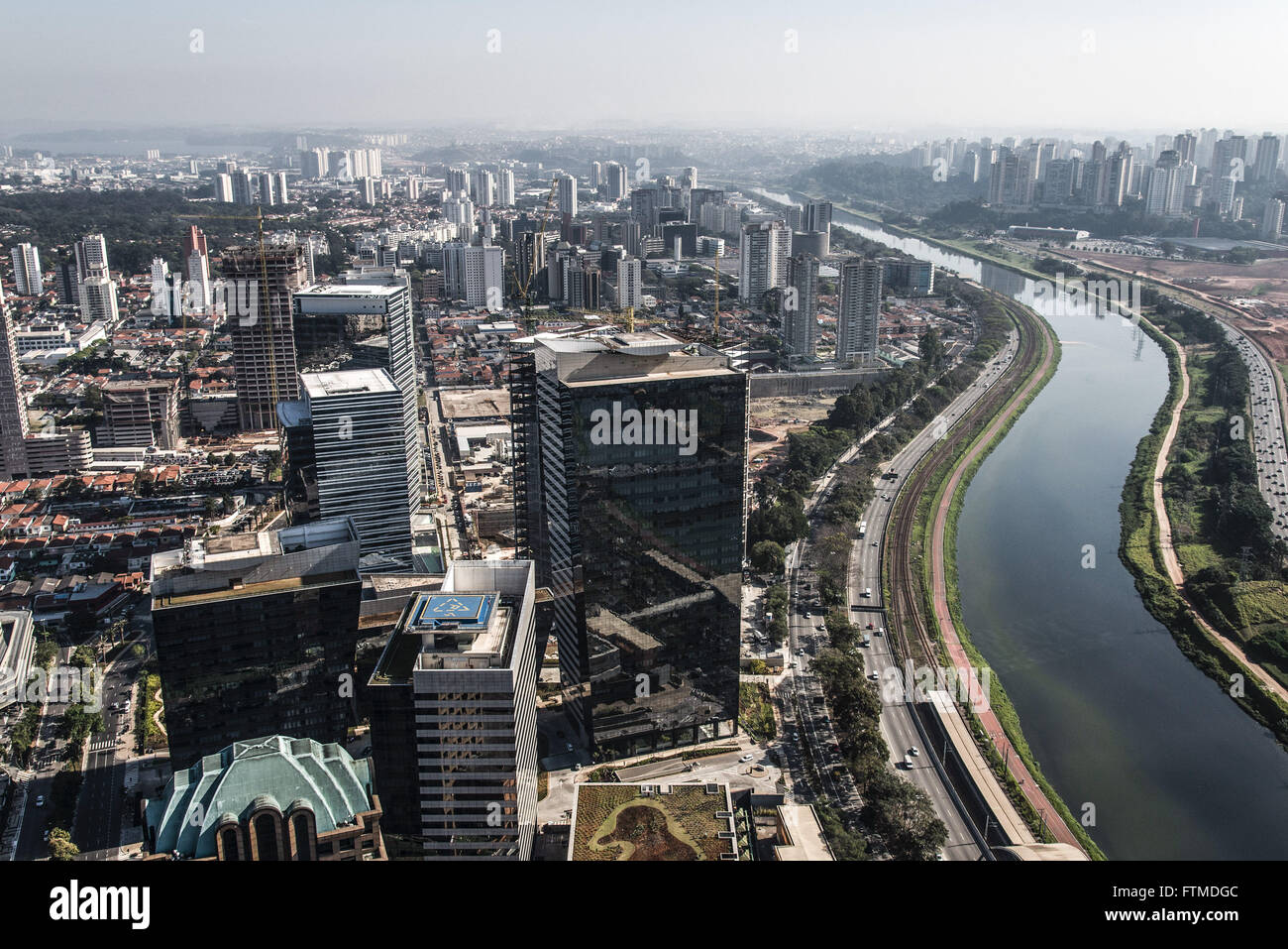 Aerial view of portions of the Marginal Pinheiros River Stock Photo