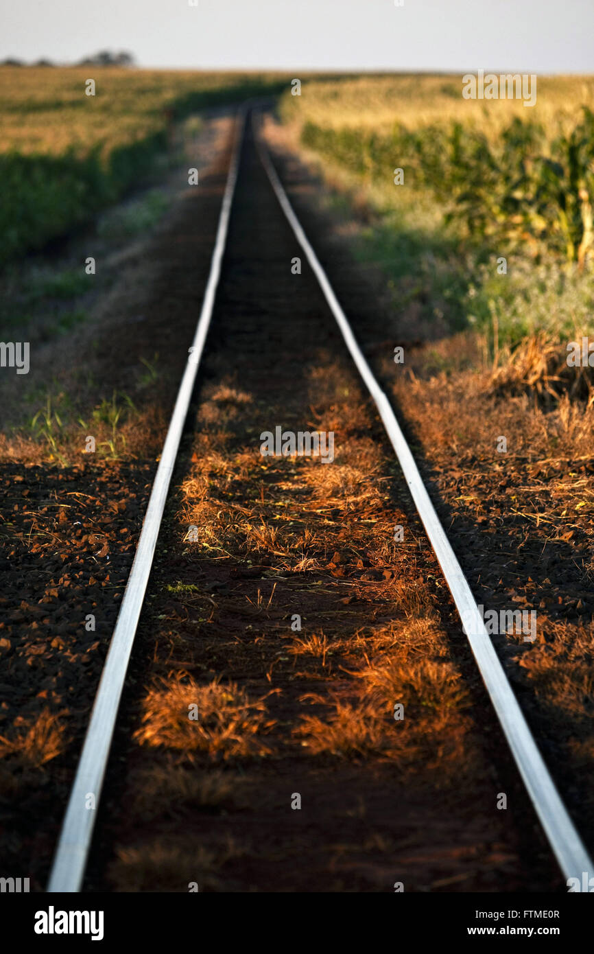 Railroad tracks in the rural town of Cornelio Procopio Stock Photo