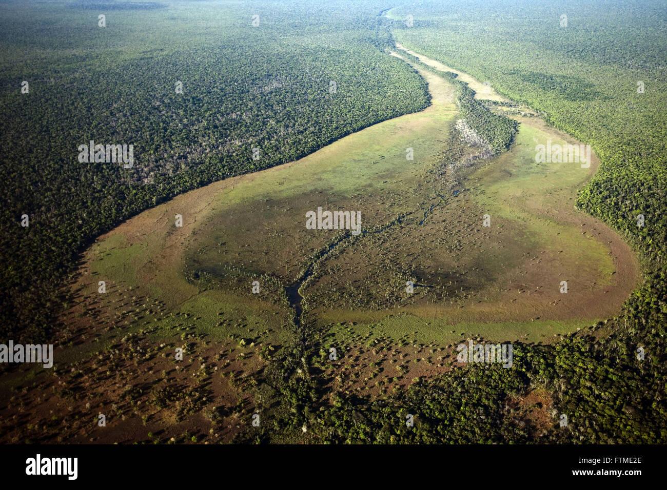 River and floodplain area during the winter - the dry season - region north of Mato Grosso Stock Photo