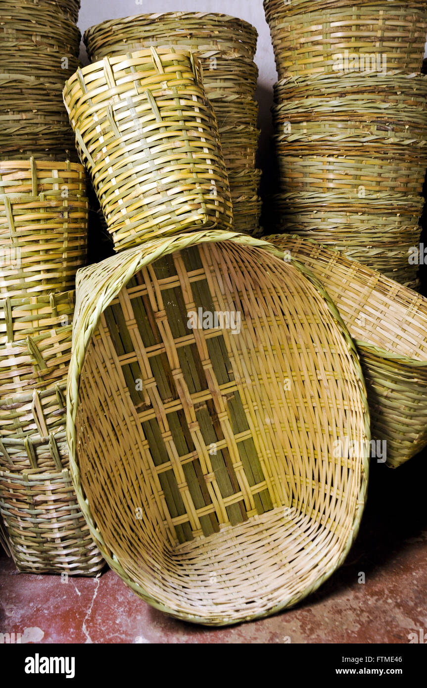 Baskets and baskets of handmade bamboo Stock Photo