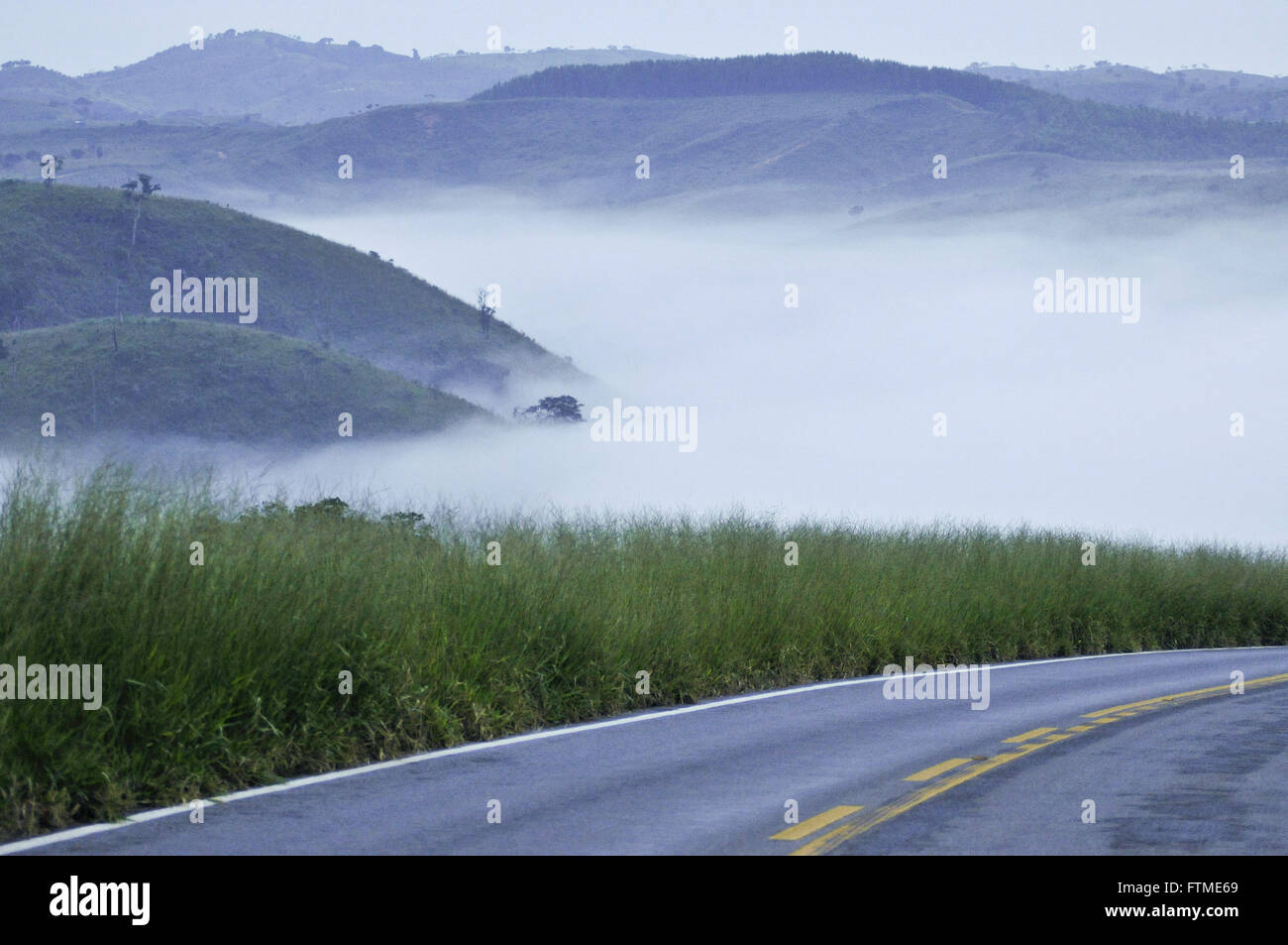 Early morning with fog on the highway MG-341 Stock Photo - Alamy