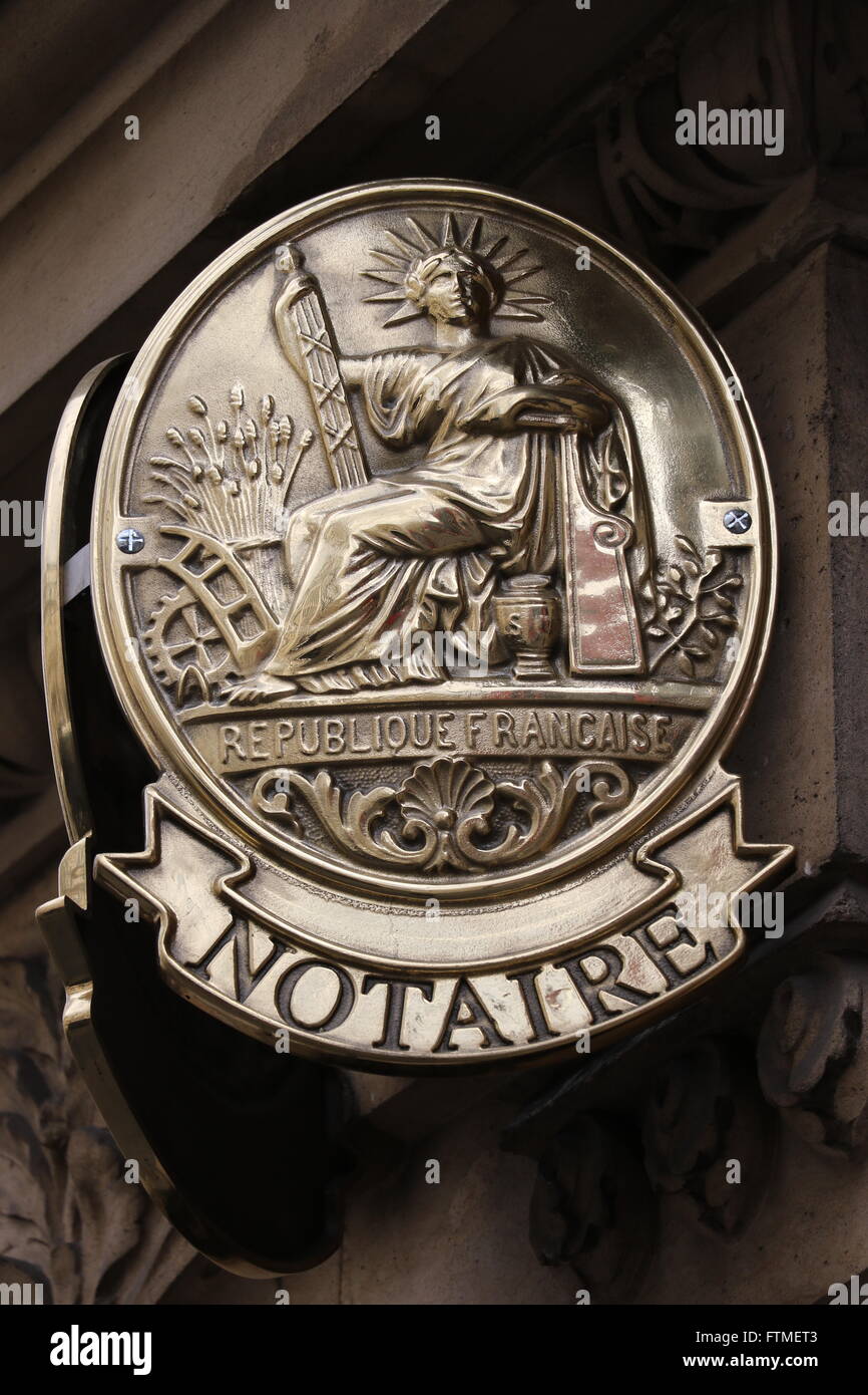 Official french notary's office symbol in Paris Stock Photo Alamy