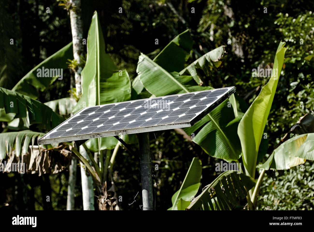 Solar panel Barbados Community in the Bay of Pines Stock Photo