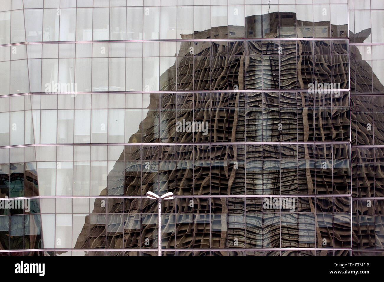 Reflection of the facade of the Metropolitan Cathedral of Rio de Janeiro in front of building Stock Photo