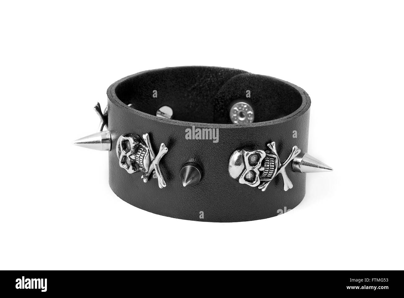 heavy metal gothic style leather armband Stock Photo