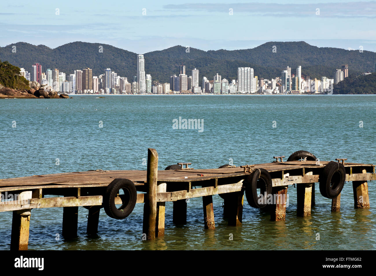 Pier or dock of Orange Beach - Balneario Camboriu - SC Stock Photo