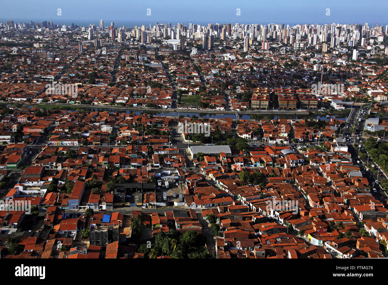 Aerial view of the city of Fortaleza in the foreground Alto neighborhood of Balanca Stock Photo