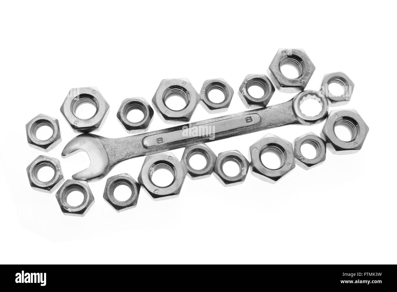 Spanner and Nuts Stock Photo Alamy