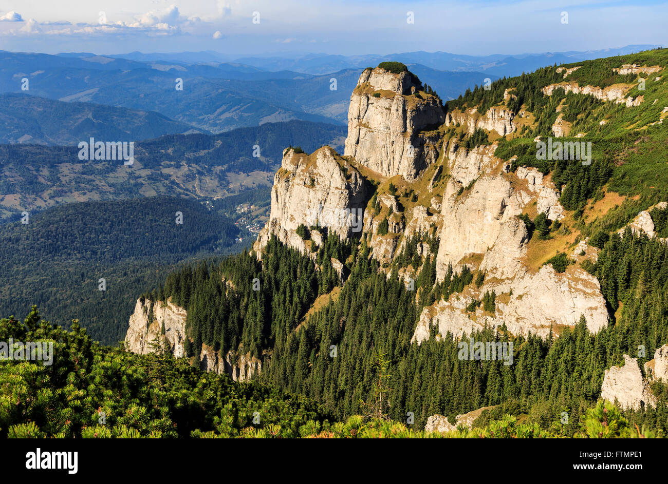 Summer mountain tower landscape Stock Photo