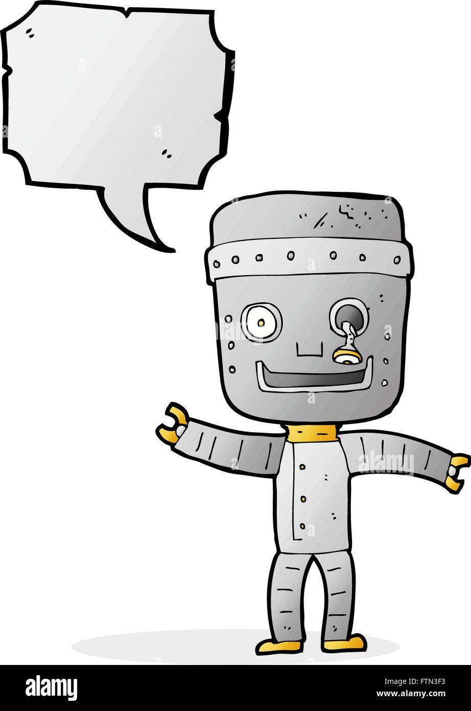 cartoon funny old robot with speech bubble Stock Vector Image & Art - Alamy