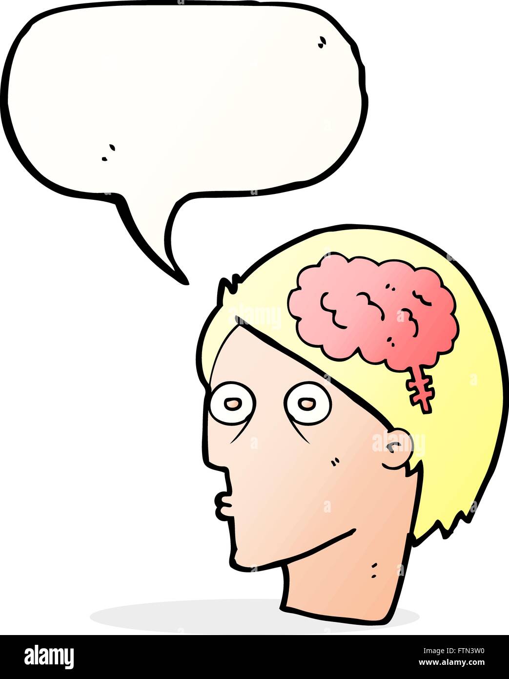 cartoon head with brain symbol with speech bubble Stock Vector Image ...