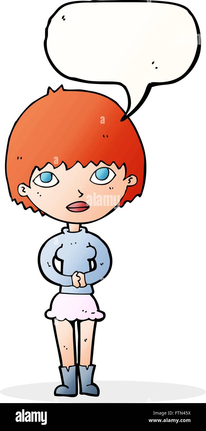 cartoon woman waiting patiently with speech bubble Stock Vector Image ...