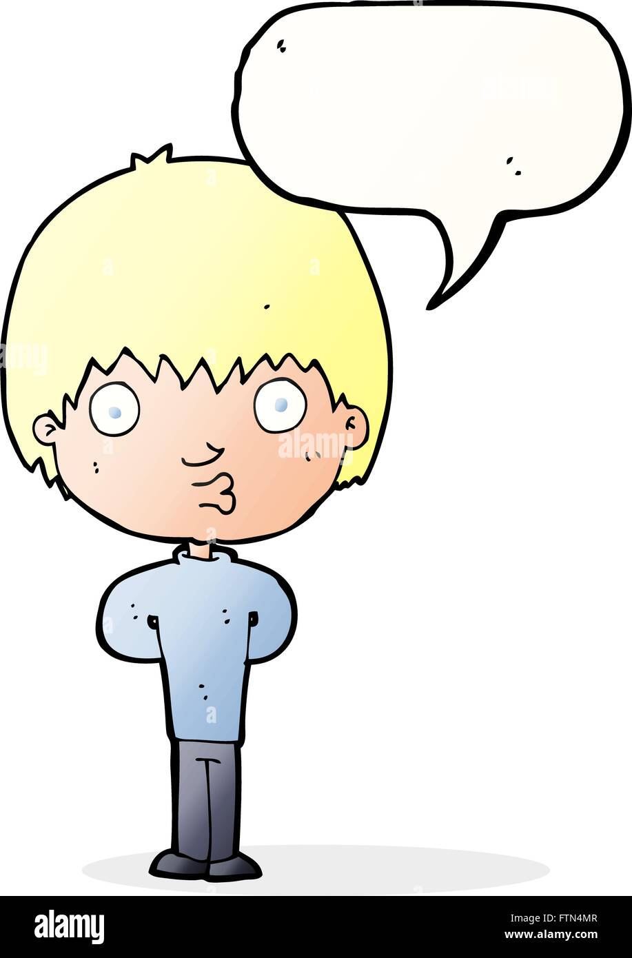cartoon whistling boy with speech bubble Stock Vector