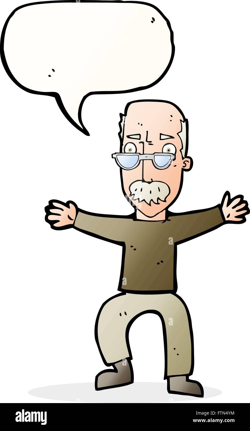 cartoon old man waving arms with speech bubble Stock Vector Image & Art ...
