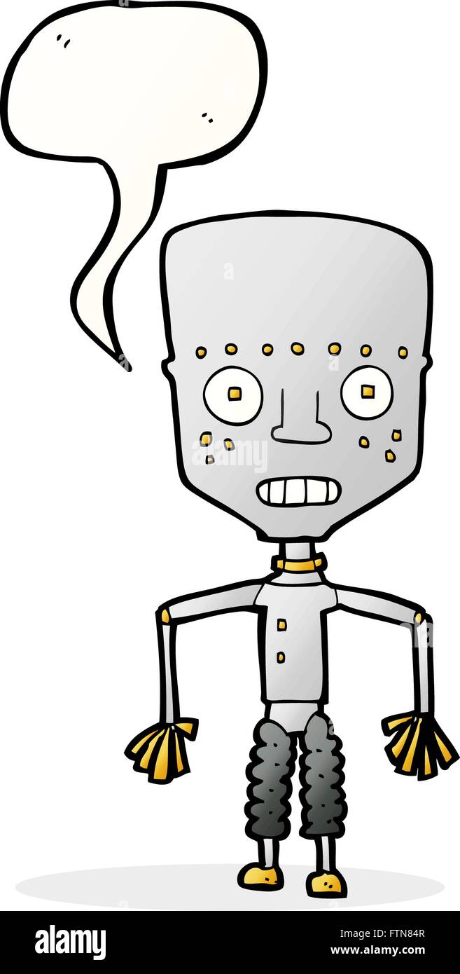 funny cartoon robot with speech bubble Stock Vector Image & Art - Alamy