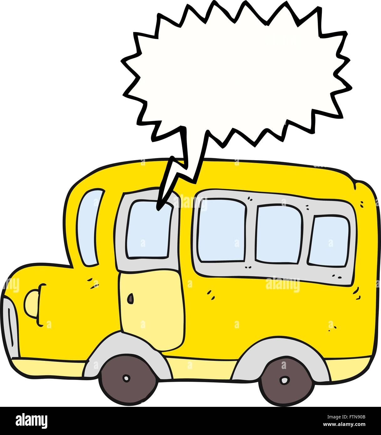 freehand drawn speech bubble cartoon yellow school bus Stock Vector