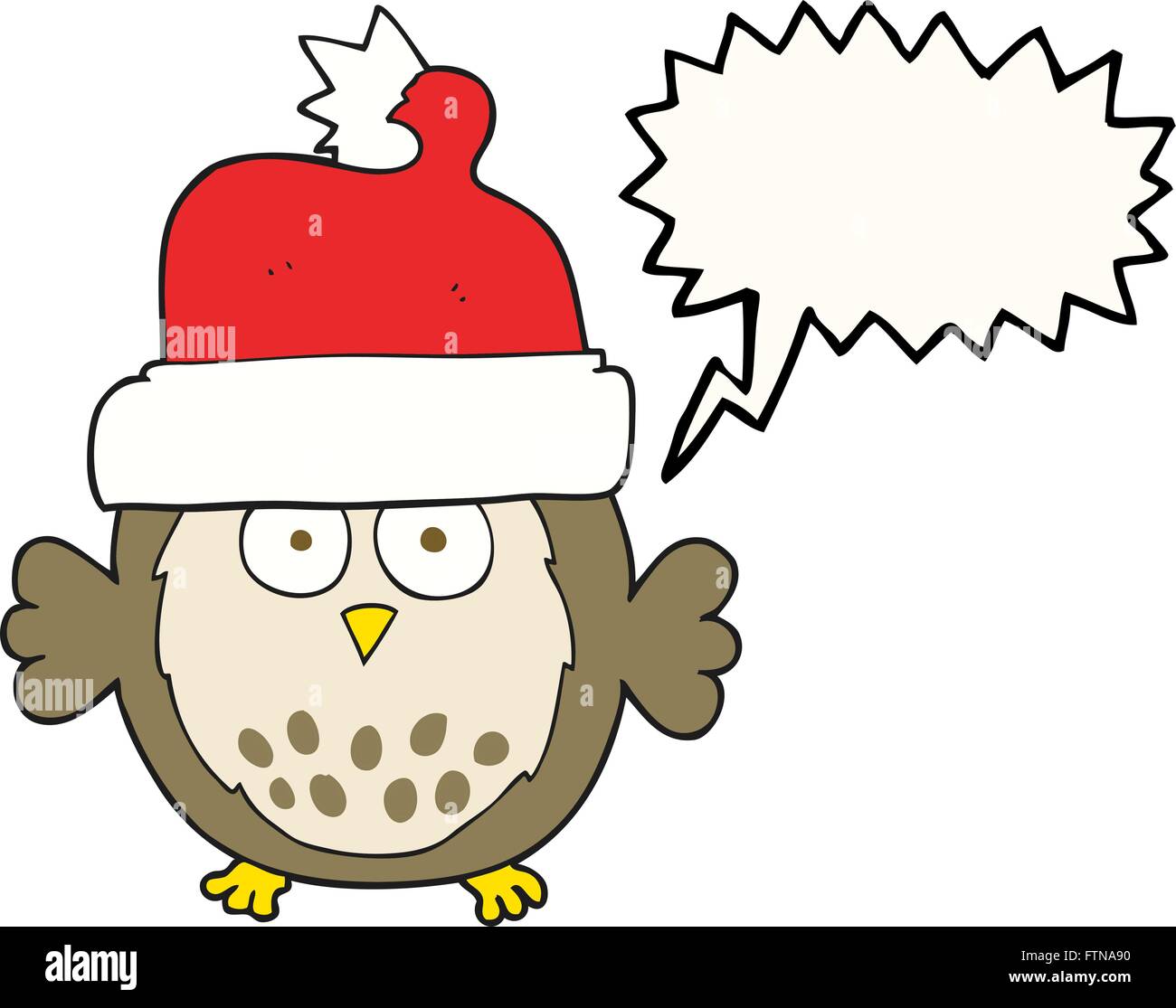 freehand drawn speech bubble cartoon owl wearing christmas hat Stock ...