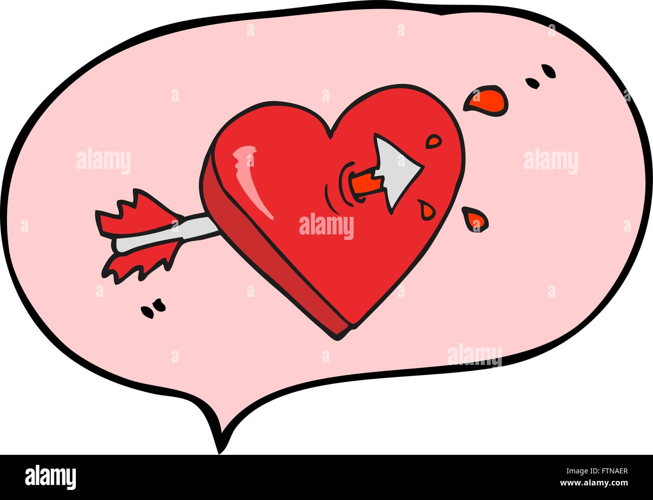 freehand drawn speech bubble cartoon arrow through heart freehand drawn ...
