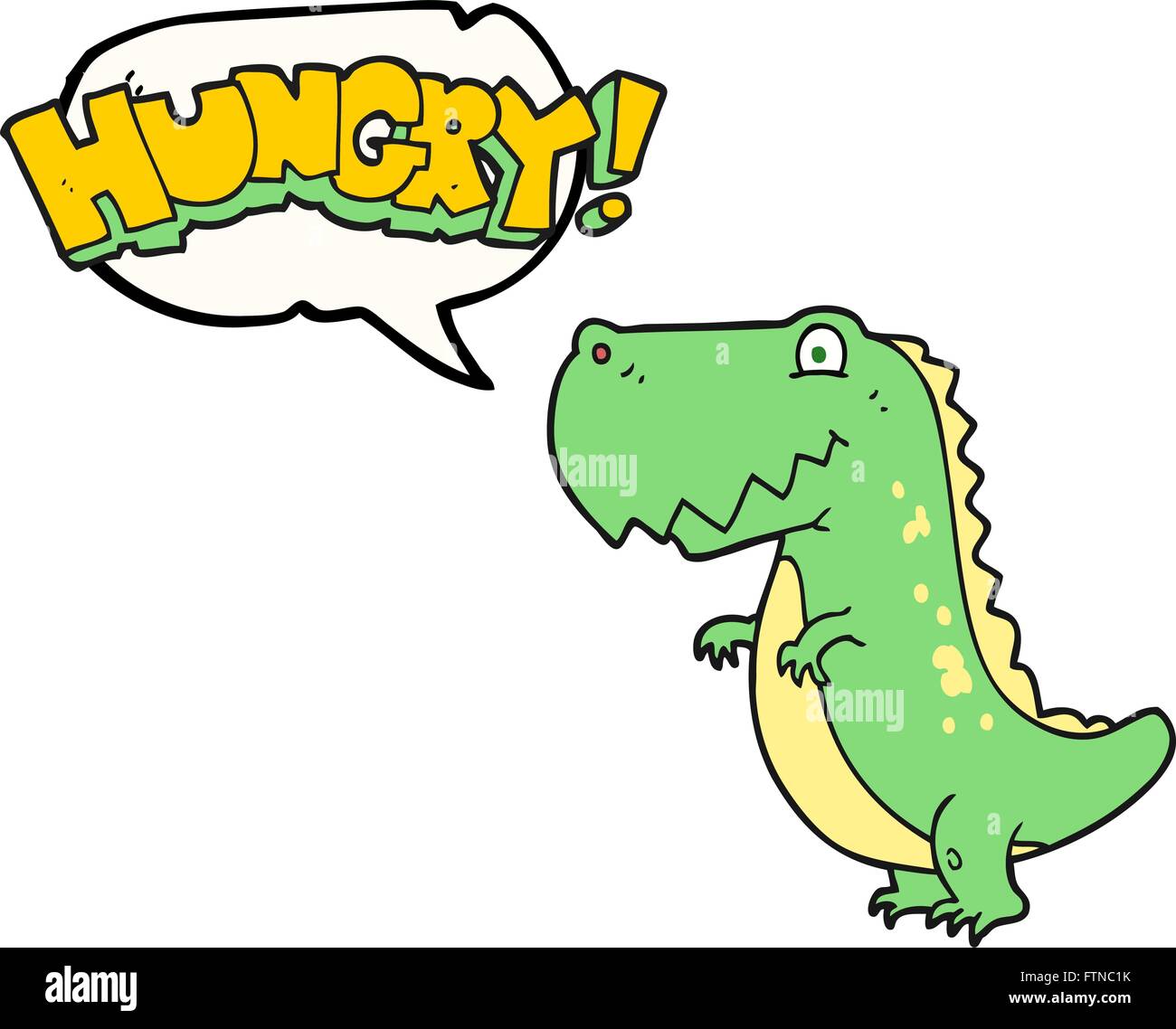 freehand drawn speech bubble cartoon hungry dinosaur Stock Vector