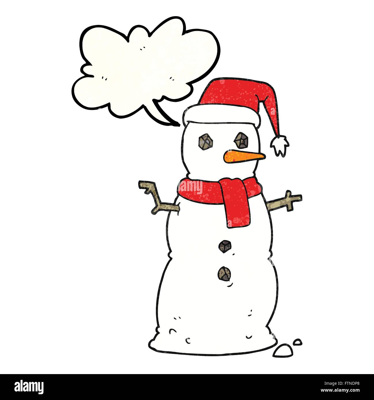 freehand speech bubble textured cartoon snowman Stock Vector Image ...
