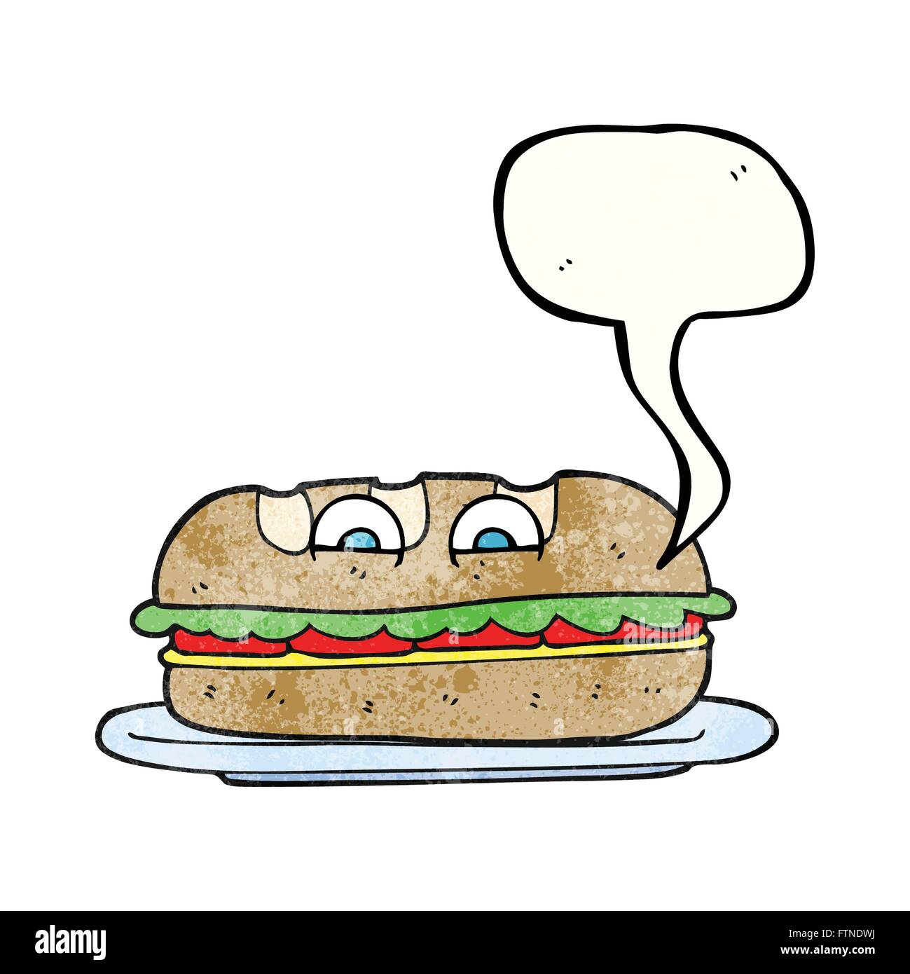 Freehand Speech Bubble Textured Cartoon Sub Sandwich Stock Vector Image Art Alamy