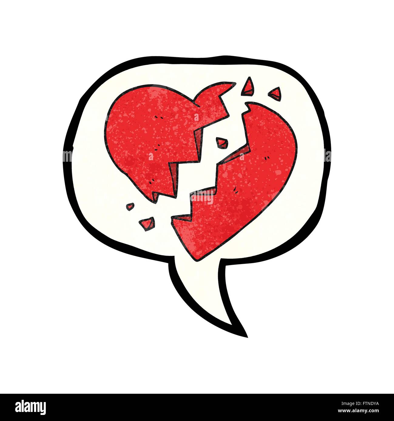 freehand speech bubble textured cartoon broken heart Stock Vector Image ...