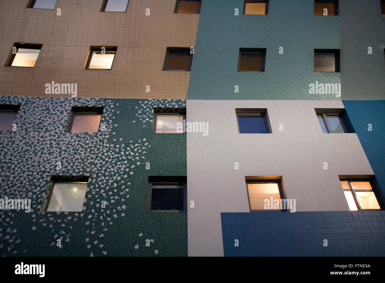 Night Caption of buildings Front in 'LA VILLETTE' area in PARIS Stock Photo