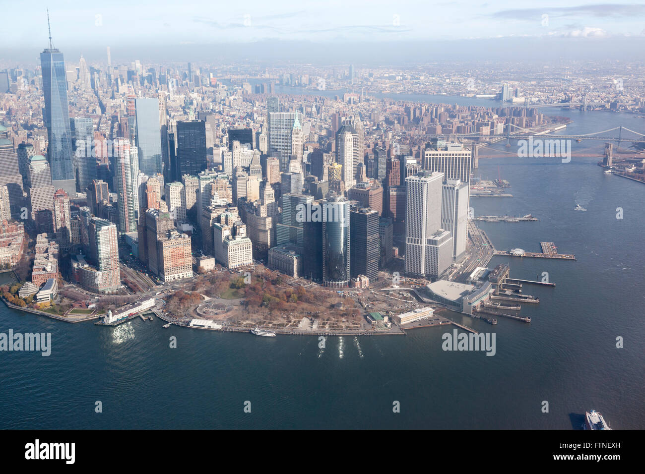 Aerial view of New York from a Helicopter, New York City, USA, United ...