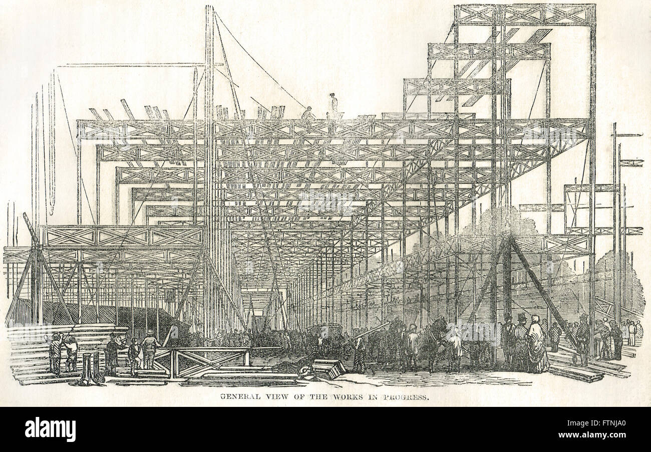Work in progress Crystal Palace 1851 Stock Photo